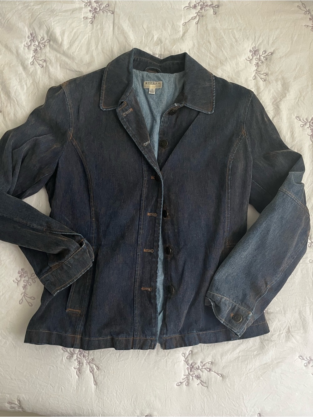 giacca Dark Denim Button-Front Jean Jacket